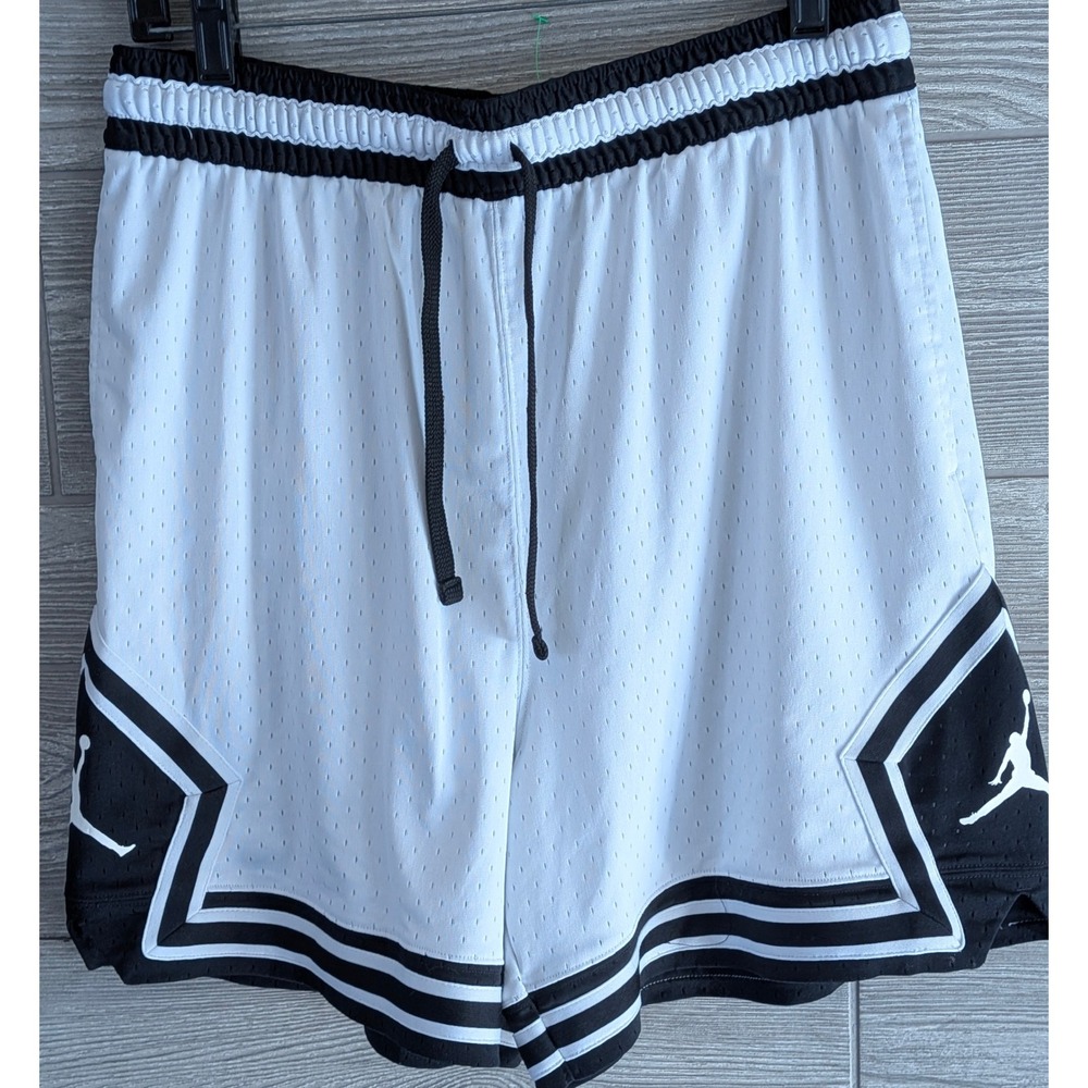 Nike Dri-Fit Air Jordan Sport Diamond Mesh Shorts Mens XL White Black DX1487-100